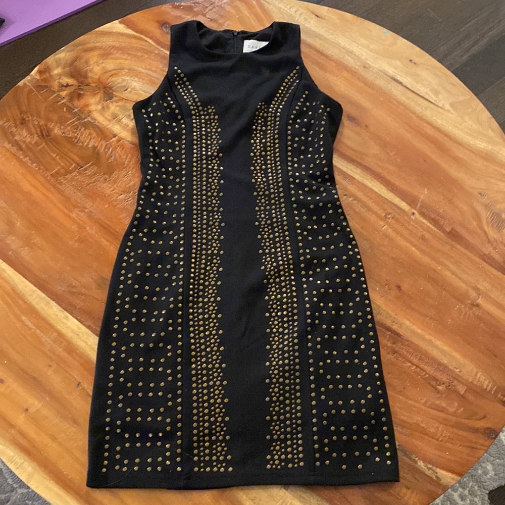 Sabine Black Dress with Metallic Studs